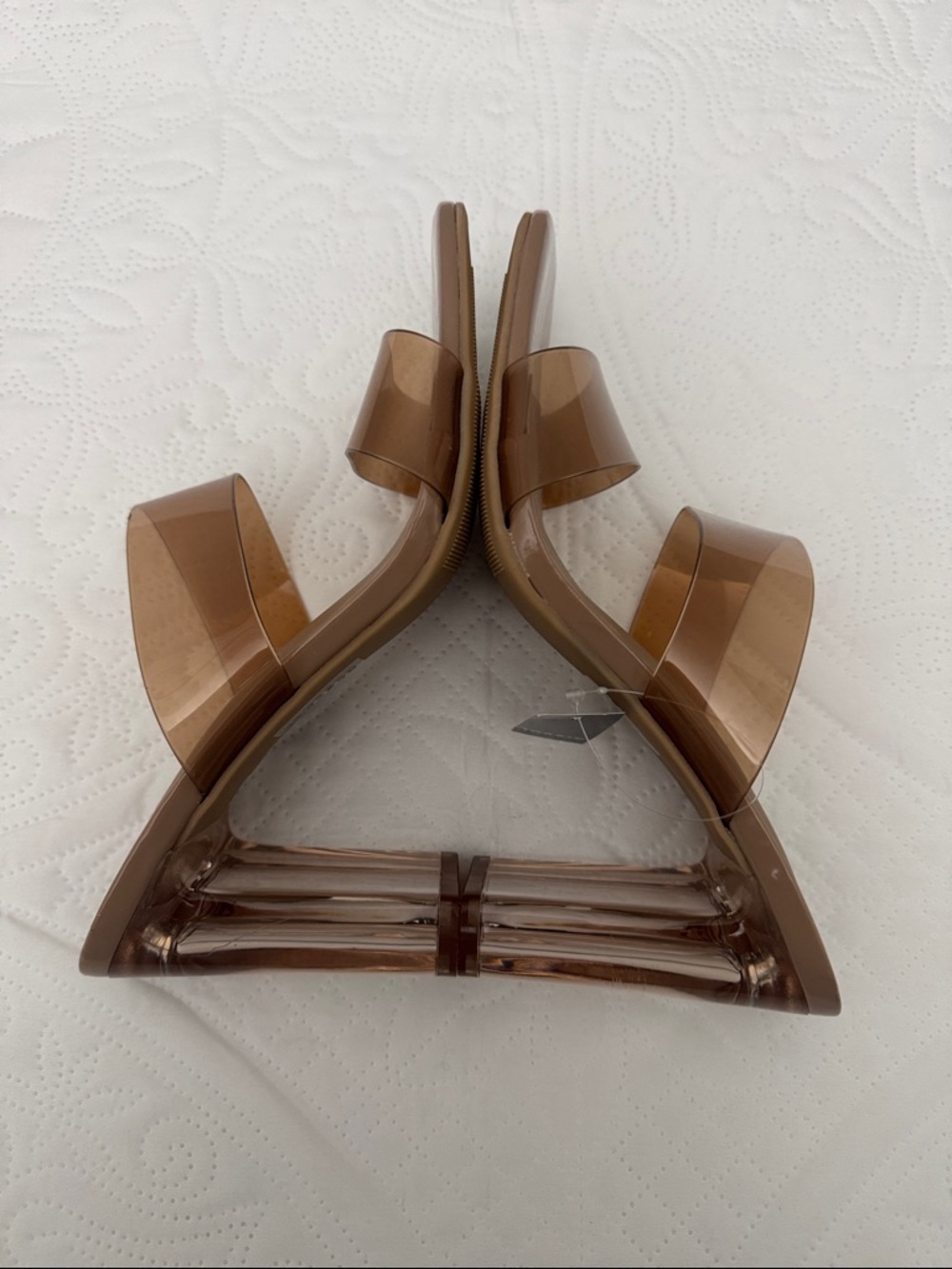 Torrid Double Strap Lucite Heel Sandal Almond Size 8WW NEW - Picture 6 of 10